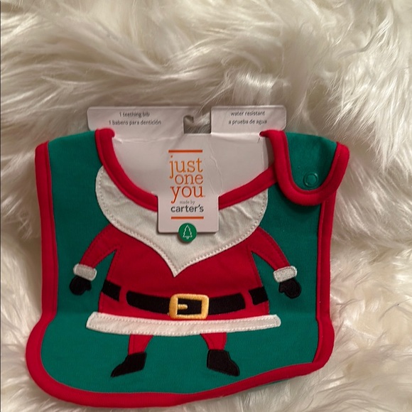 Carter's Santa Baby Bib - Red and Green - Picture 1 of 2